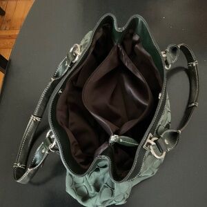 Green fabric Coach shoulder bag